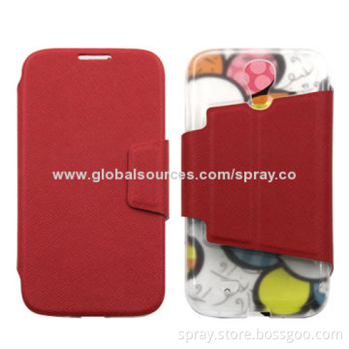 Printed PU Leather Flip Case for Samsung Galaxy S4, PC Holder Inside, with Stand Function
